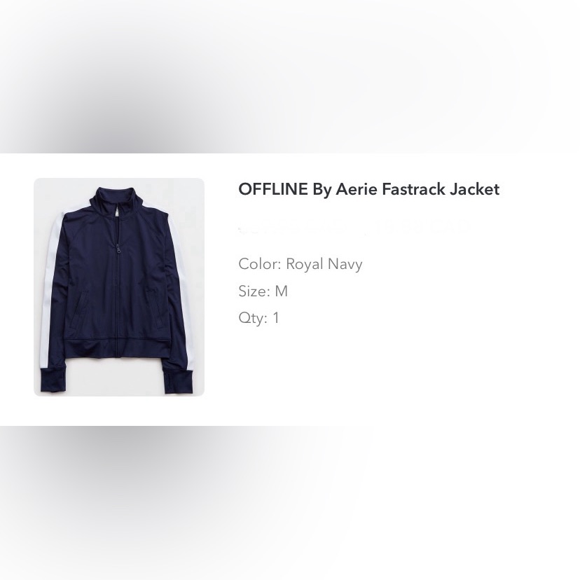 Aerie Offline Fastrack Jacket In Royal Navy With White Stripe Panel On Arms